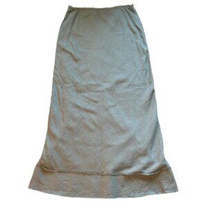 Topshop‎ Skirt Size 12 Linen Cotton Modest Maxi Boho A-Line Zip Lined Green NWT